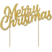 Picture of GLITTER MERRY CHRISTMAS CAKE TOPPER GOLD